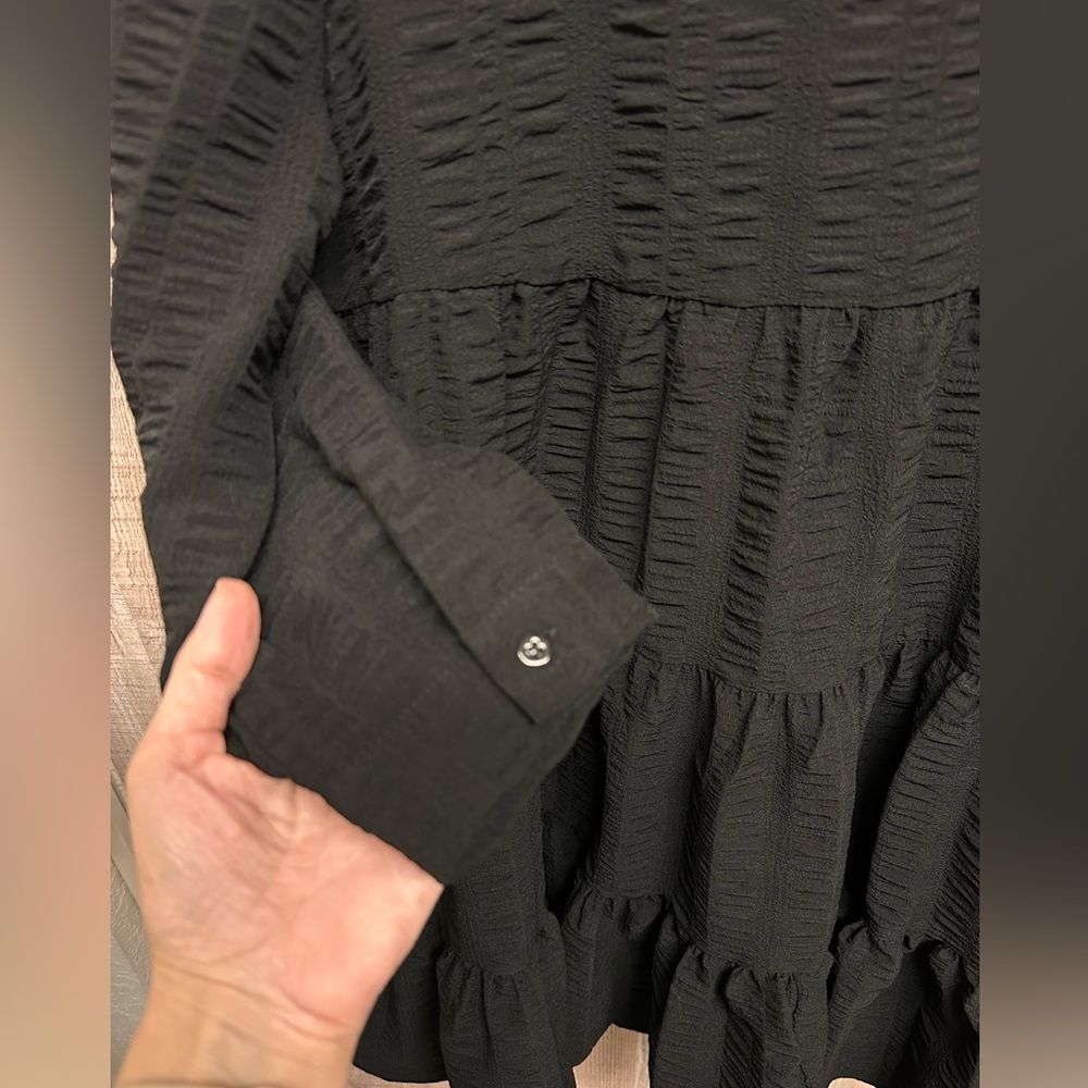 Zara black textured mini dress - Picture 4 of 8